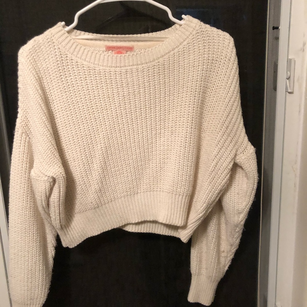 Cropped white sweater